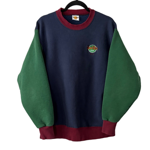 Hard Rock Cafe Dallas Vintage 90s Men's Blue and Green Crewneck Sweater size XL